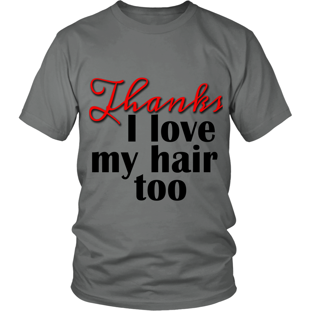 Adult Tee "I love my hair too" (black/red print)