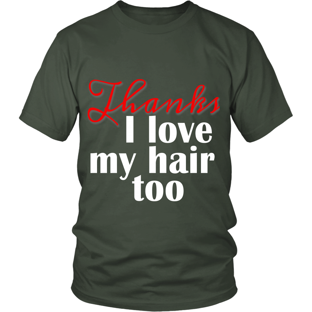 Adult Tee "I love my hair too" (white/red print)