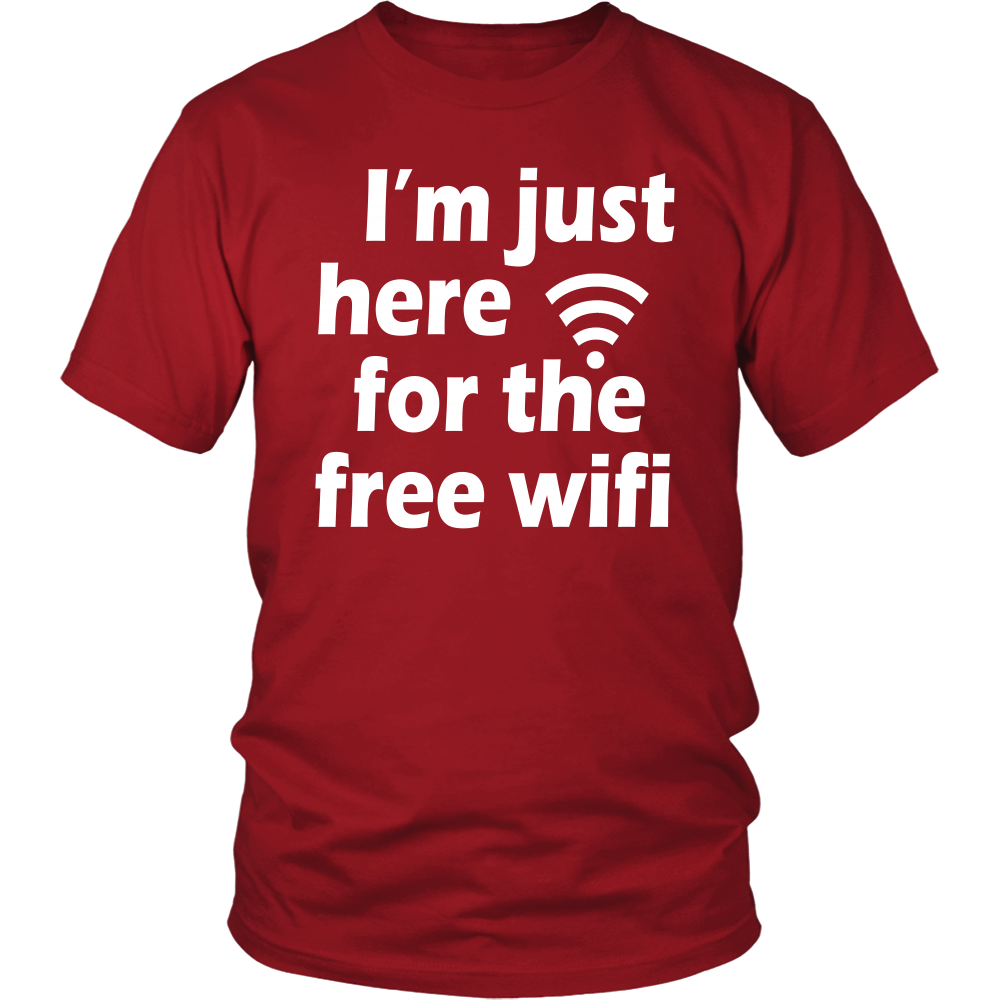 Youth & Adult Tee "I'm Just Here For The Free Wifi" (white print)