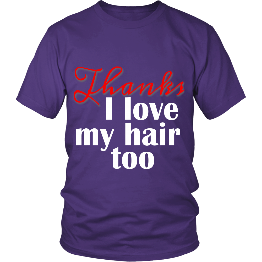 Adult Tee "I love my hair too" (white/red print)