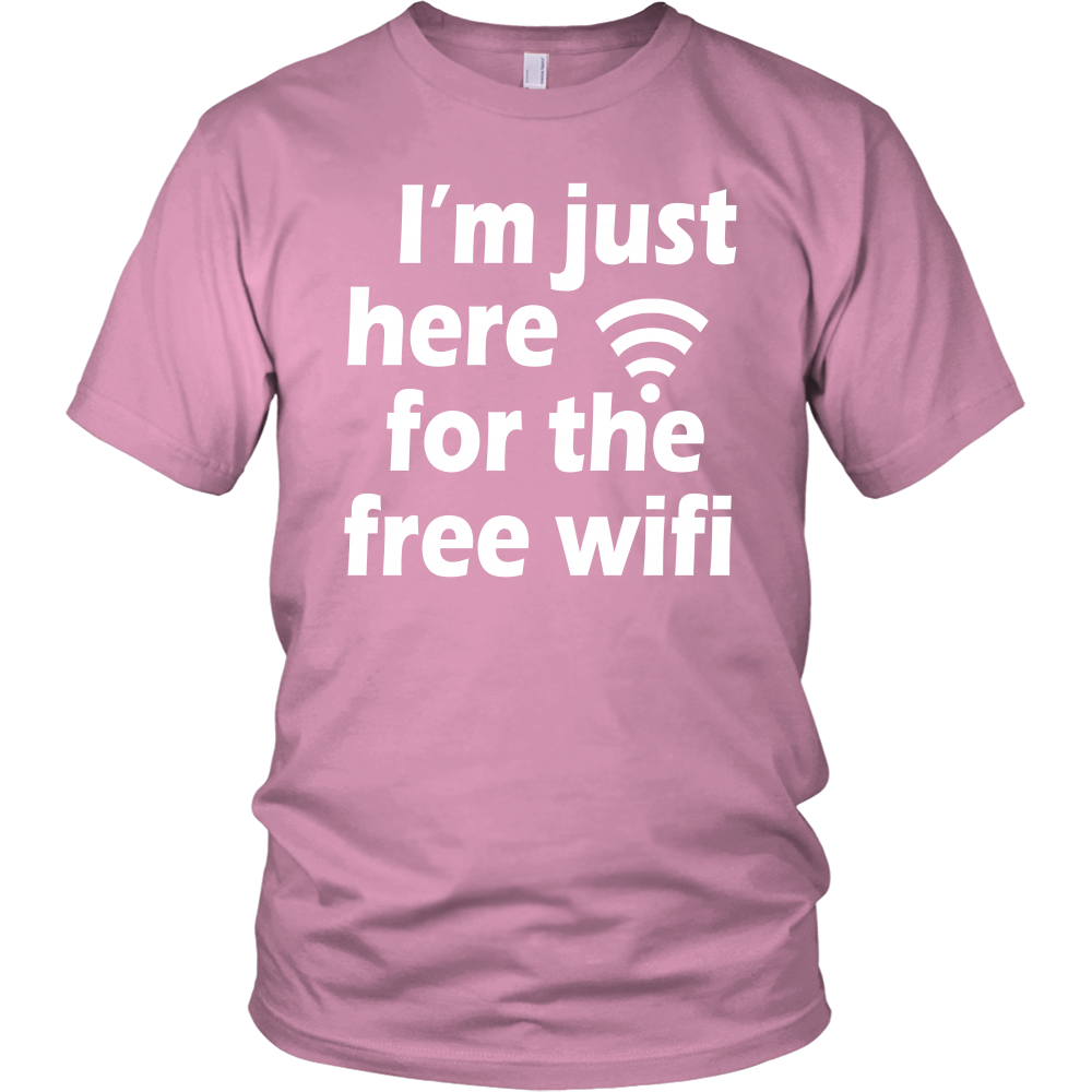 Youth & Adult Tee "I'm Just Here For The Free Wifi" (white print)
