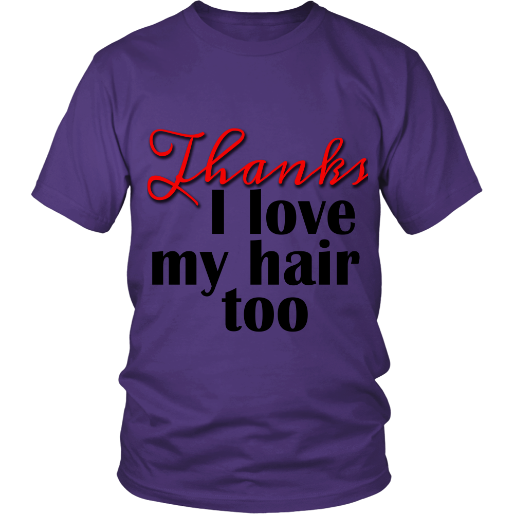 Adult Tee "I love my hair too" (black/red print)