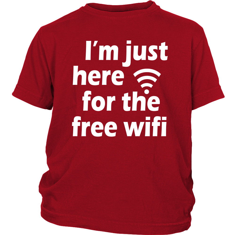Youth Tee "I'm Just Here For The Free Wifi" (white print)
