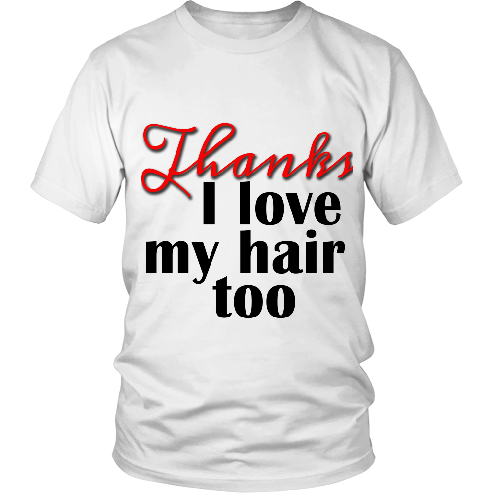 Adult Tee "I love my hair too" (black/red print)