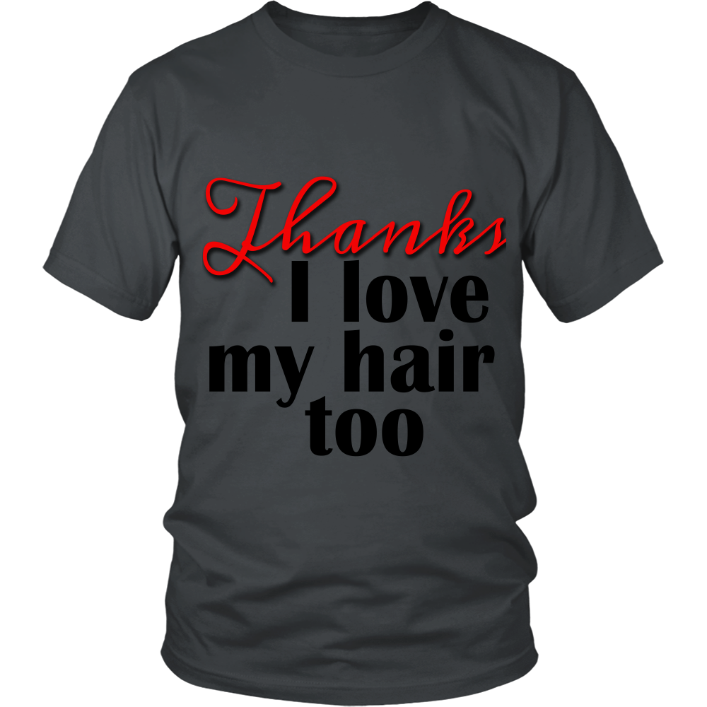 Adult Tee "I love my hair too" (black/red print)