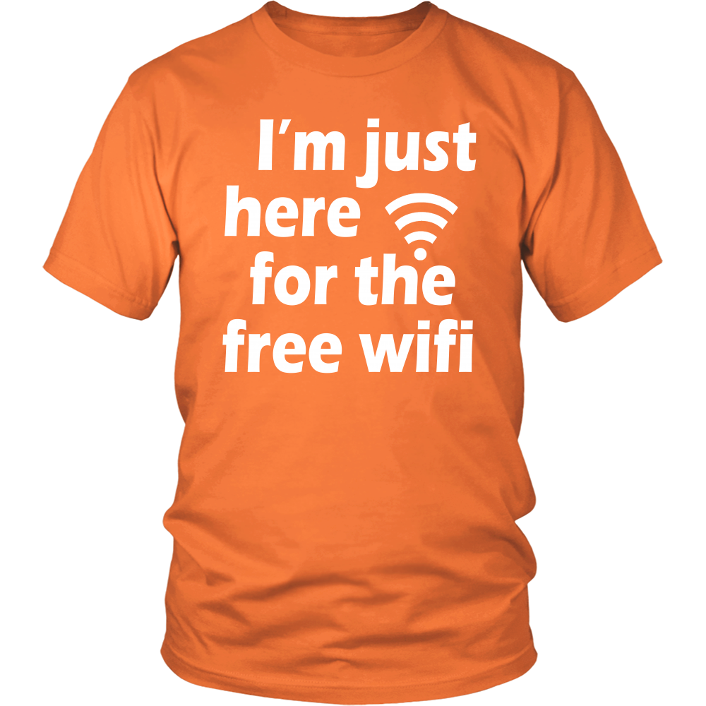 Youth & Adult Tee "I'm Just Here For The Free Wifi" (white print)