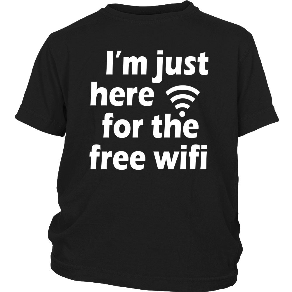 Youth Tee "I'm Just Here For The Free Wifi" (white print)