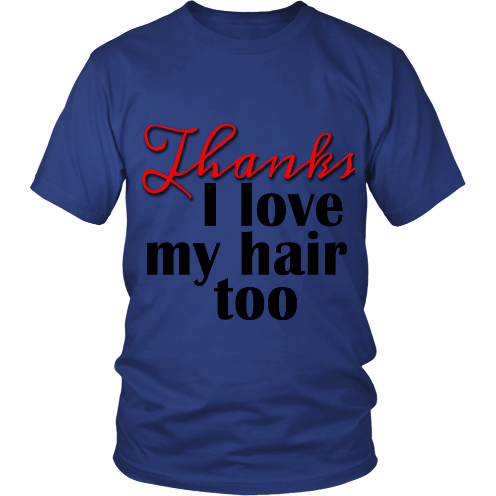 Adult Tee "I love my hair too" (black/red print)