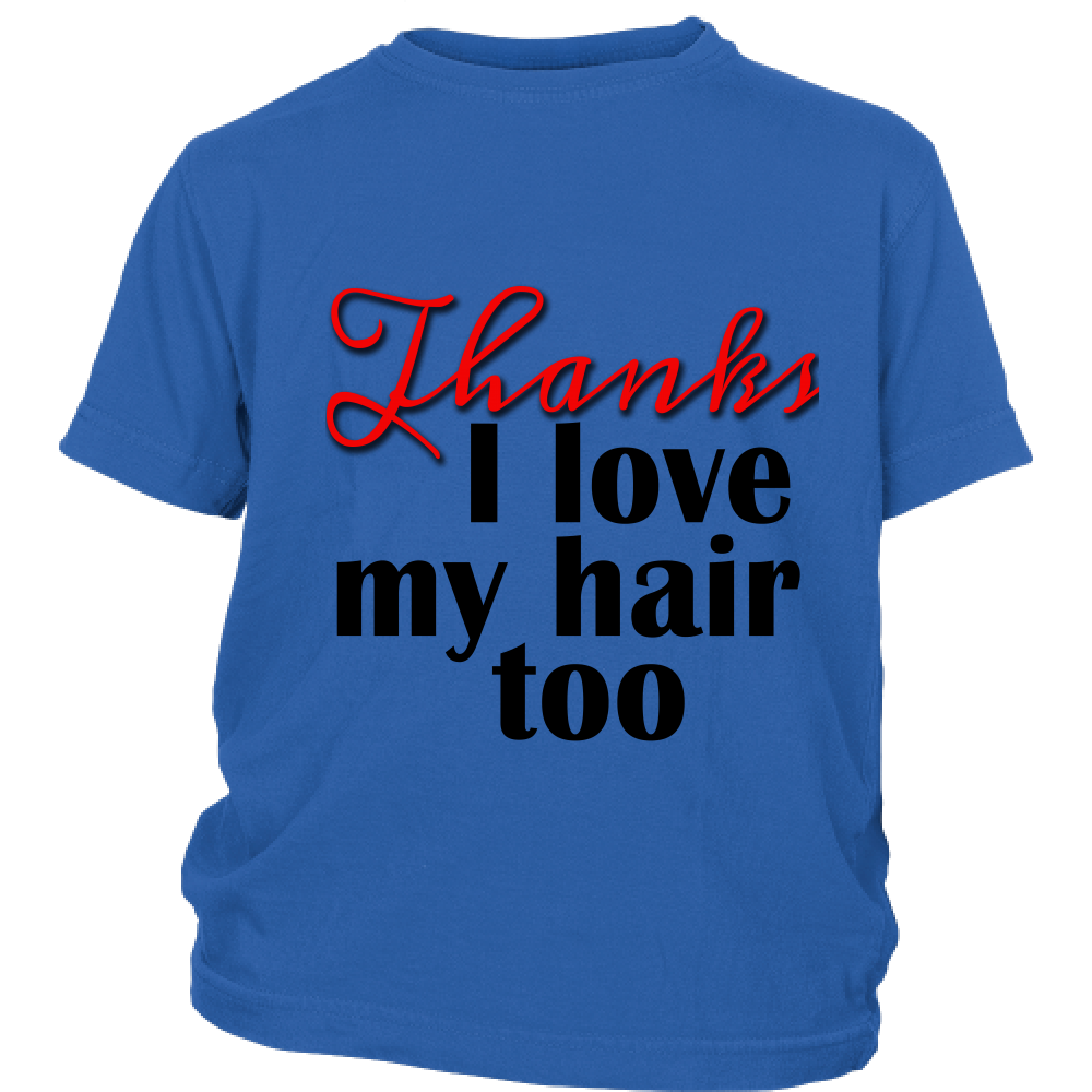 Youth Tee "I Love My Hair Too" (black ink)