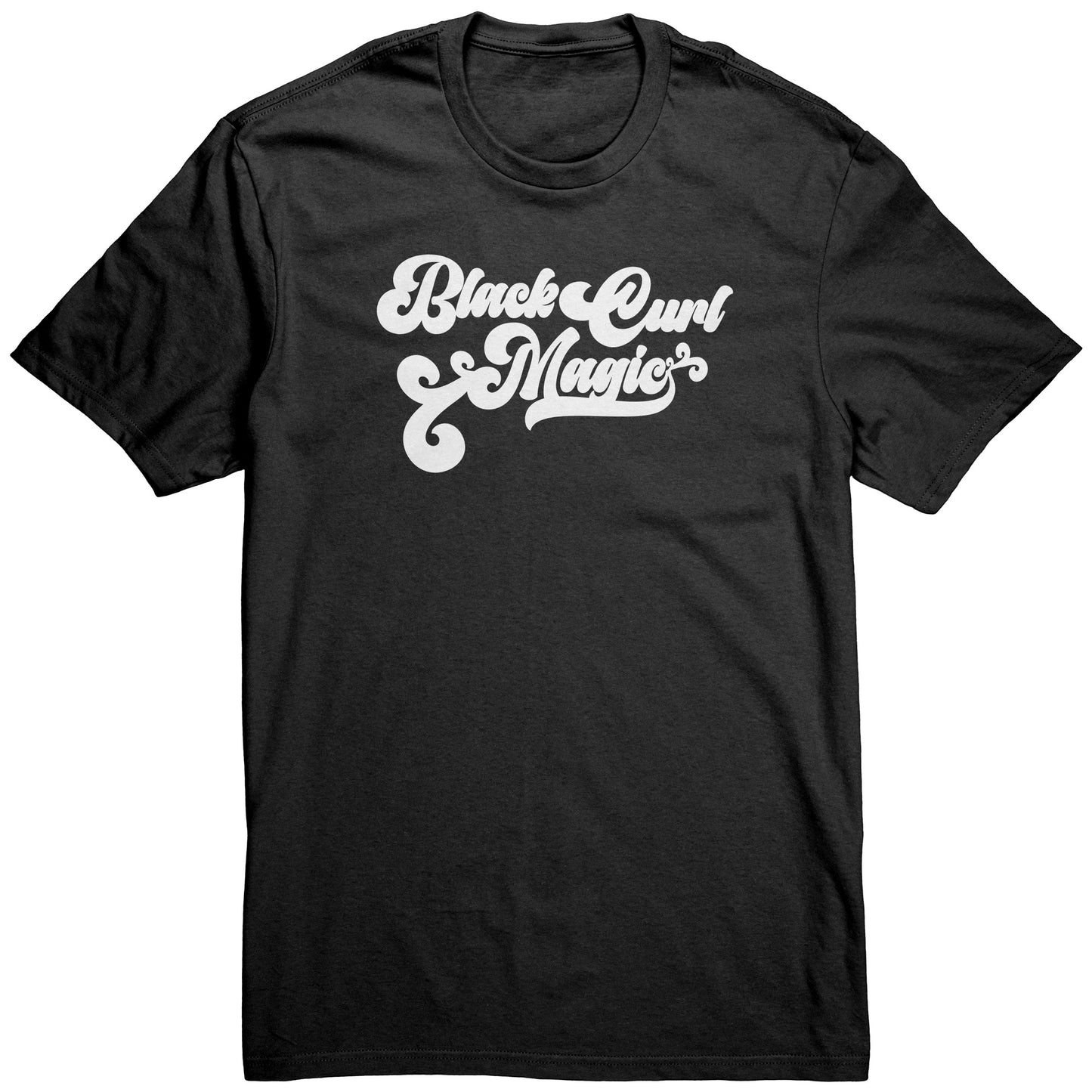 Adult Tee "Black Curl Magic" (white print)