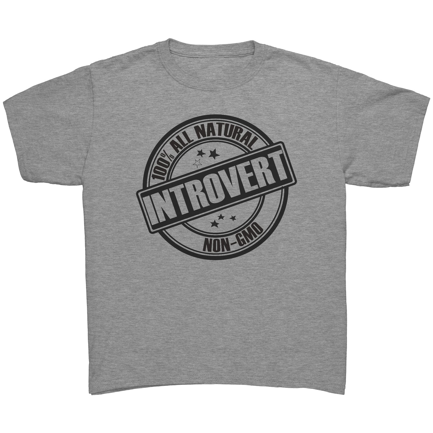 Youth Tee "100% All Natural Introvert" (black print)
