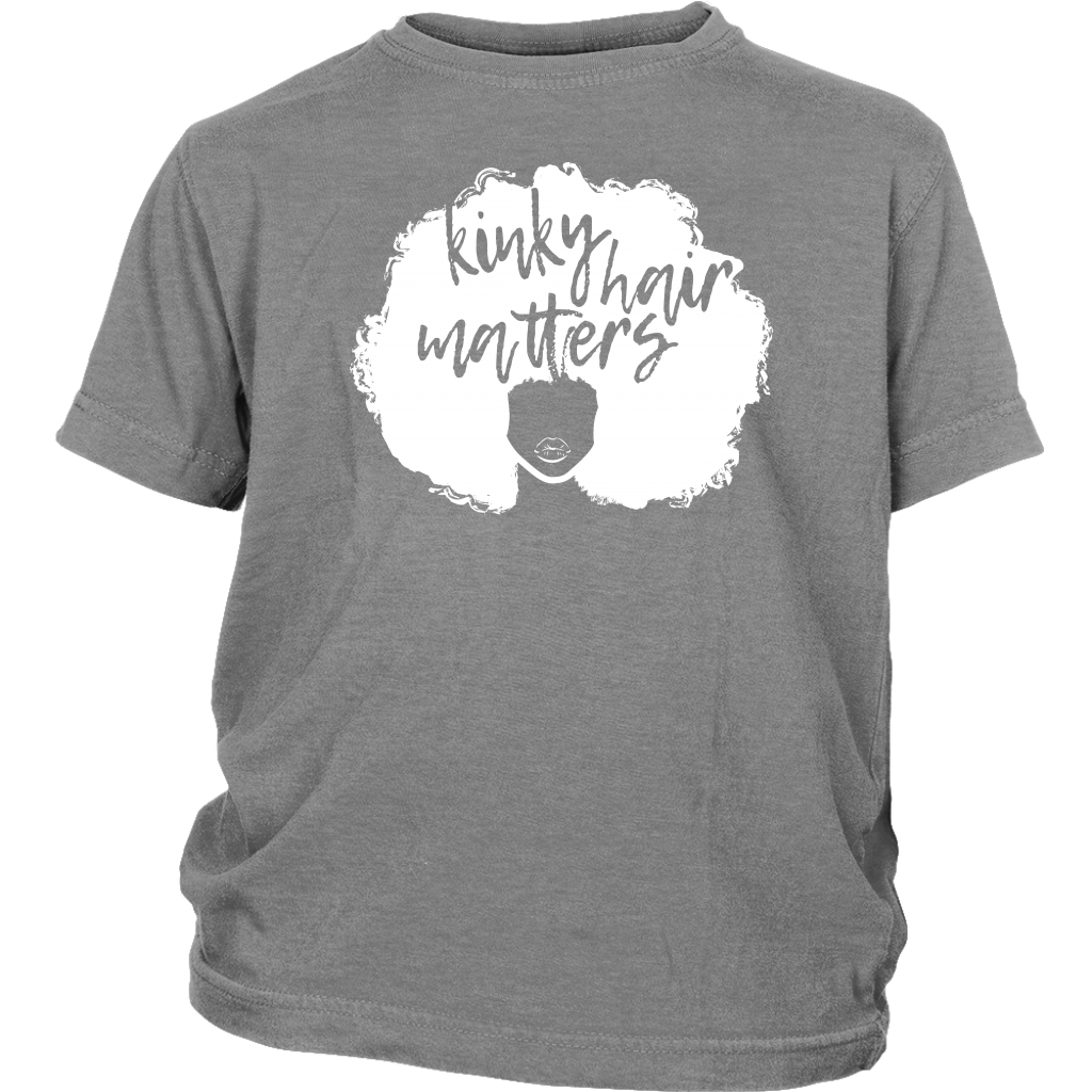 Youth & Adult Tee "Kinky Hair Matters" (white ink)