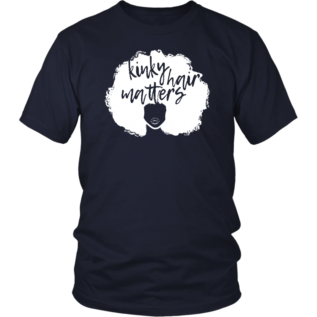 Youth & Adult Tee "Kinky Hair Matters" (white ink)