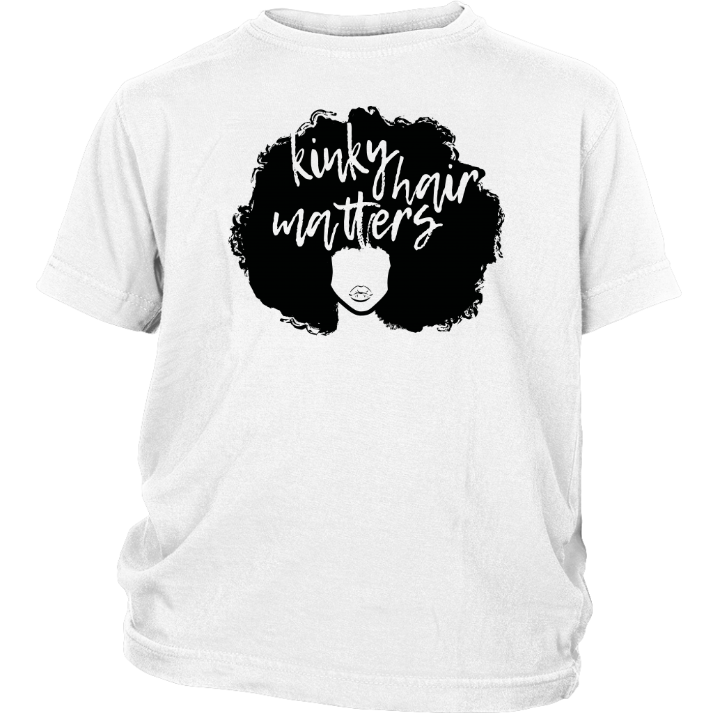 Youth & Adult Tee "Kinky Hair Matters" (black ink)