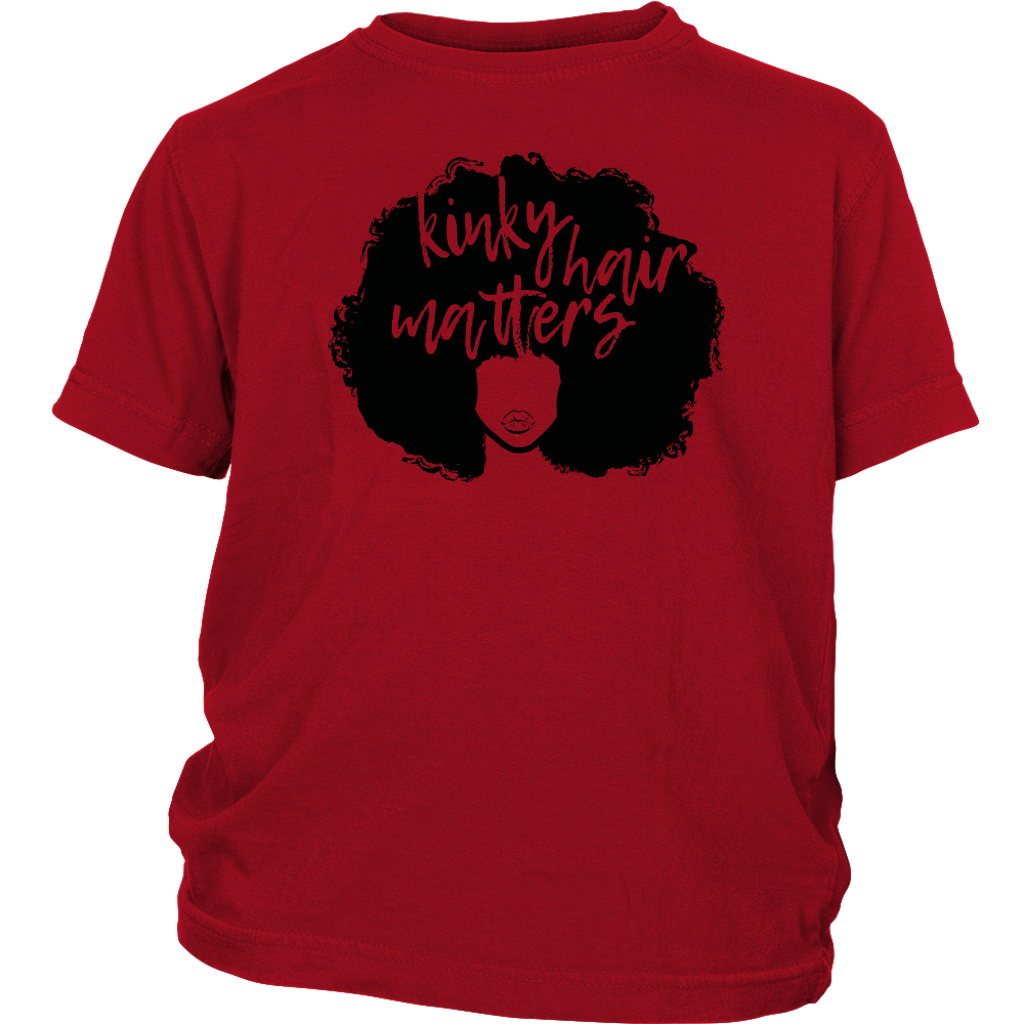 Youth & Adult Tee "Kinky Hair Matters" (black ink)
