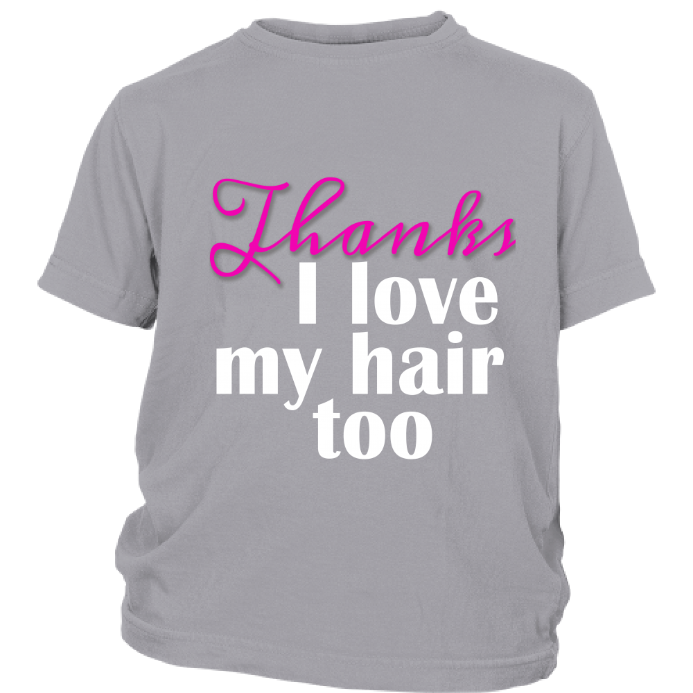 Youth Tee "I Love My Hair Too" (white ink)