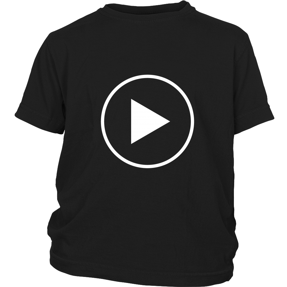 Youth & Adult Tee "Press Play" (white print)