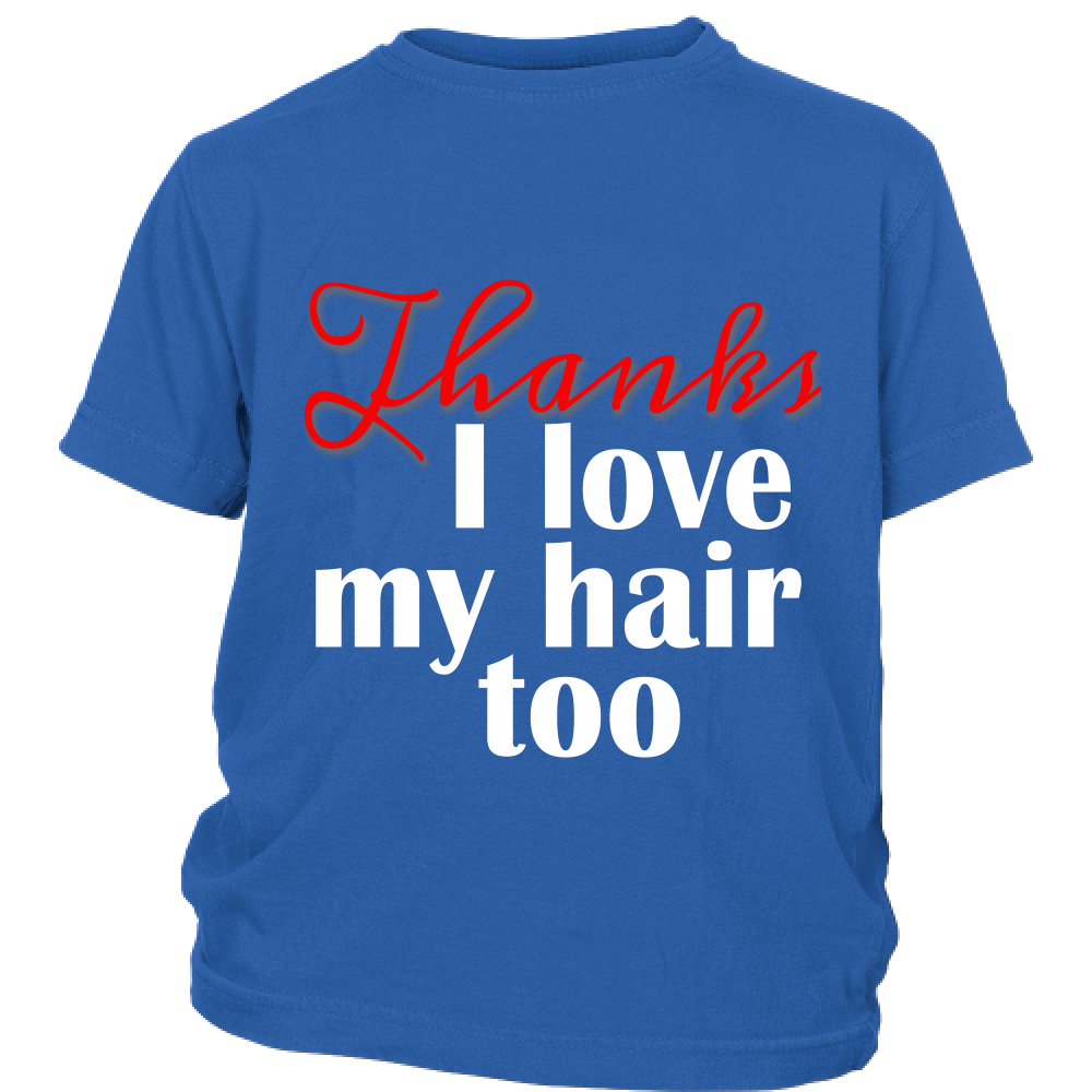 Youth Tee "I Love My Hair Too" (white ink)