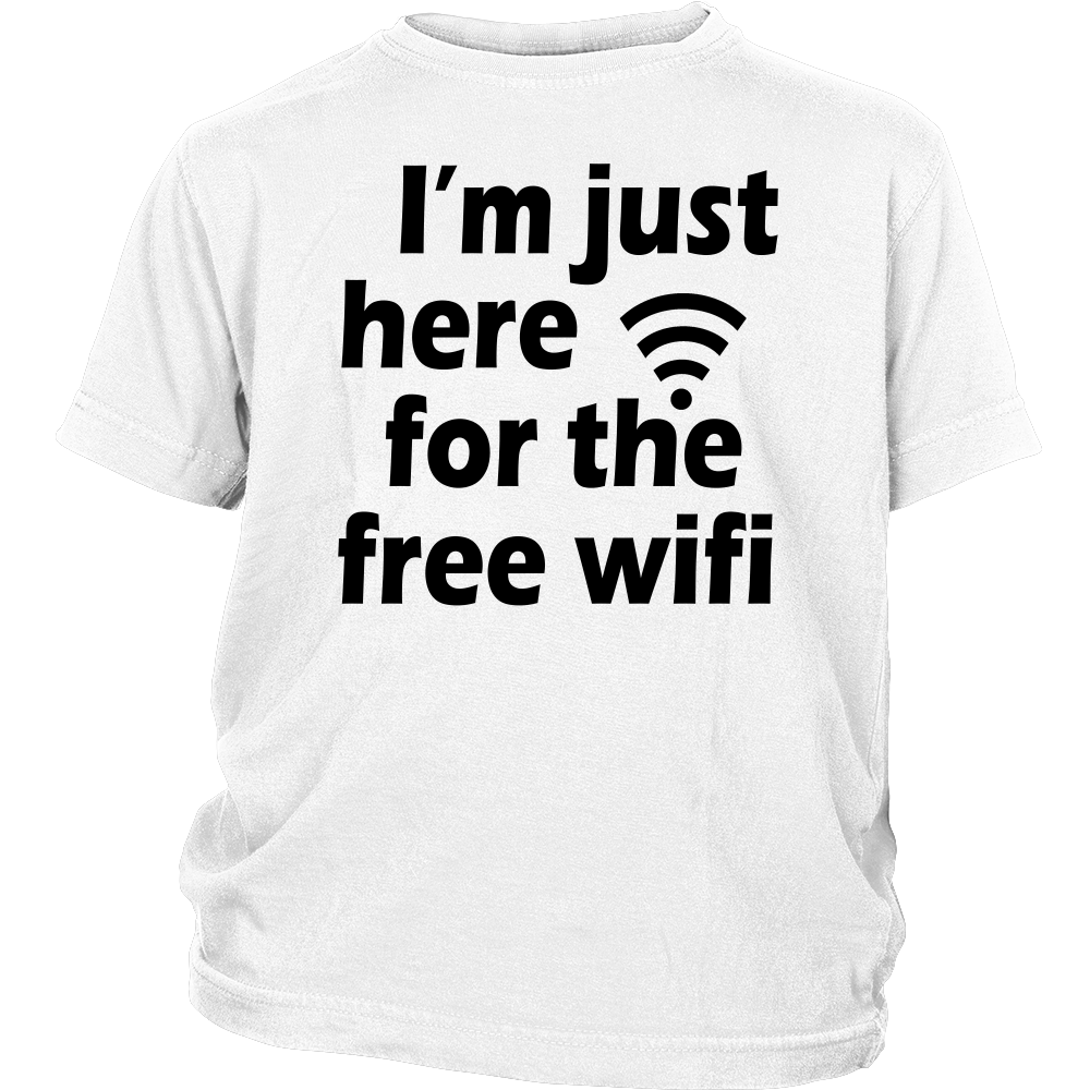 Youth Tee "I'm Just Here For The Free Wifi" (black print)