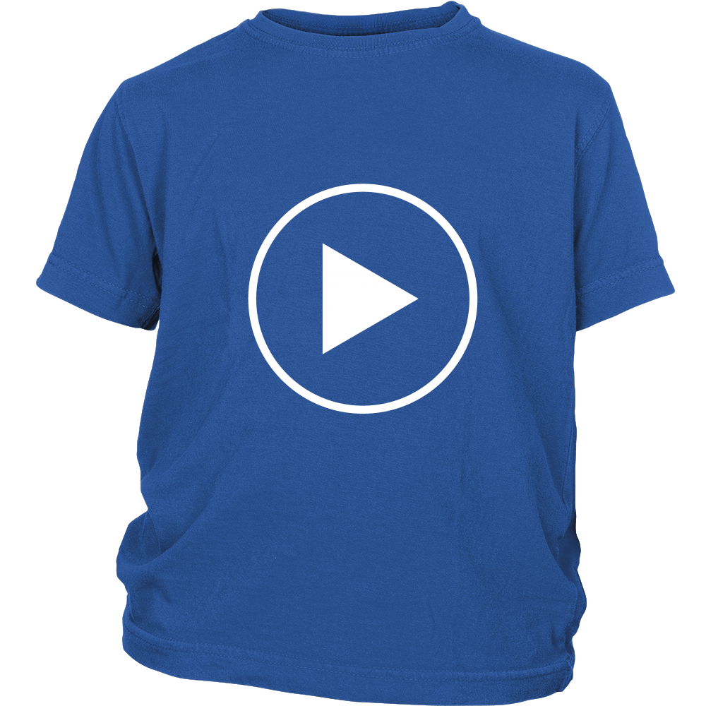 Youth & Adult Tee "Press Play" (white print)