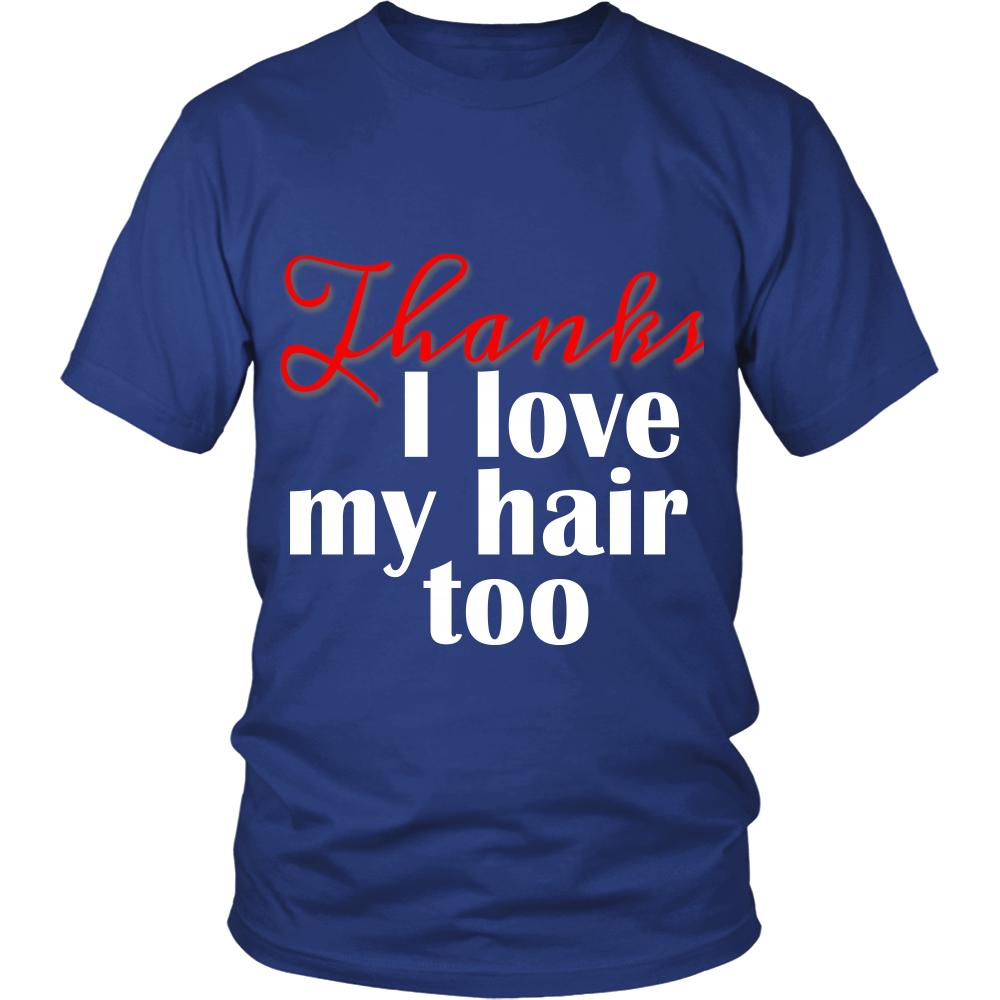 Adult Tee "I love my hair too" (white/red print)