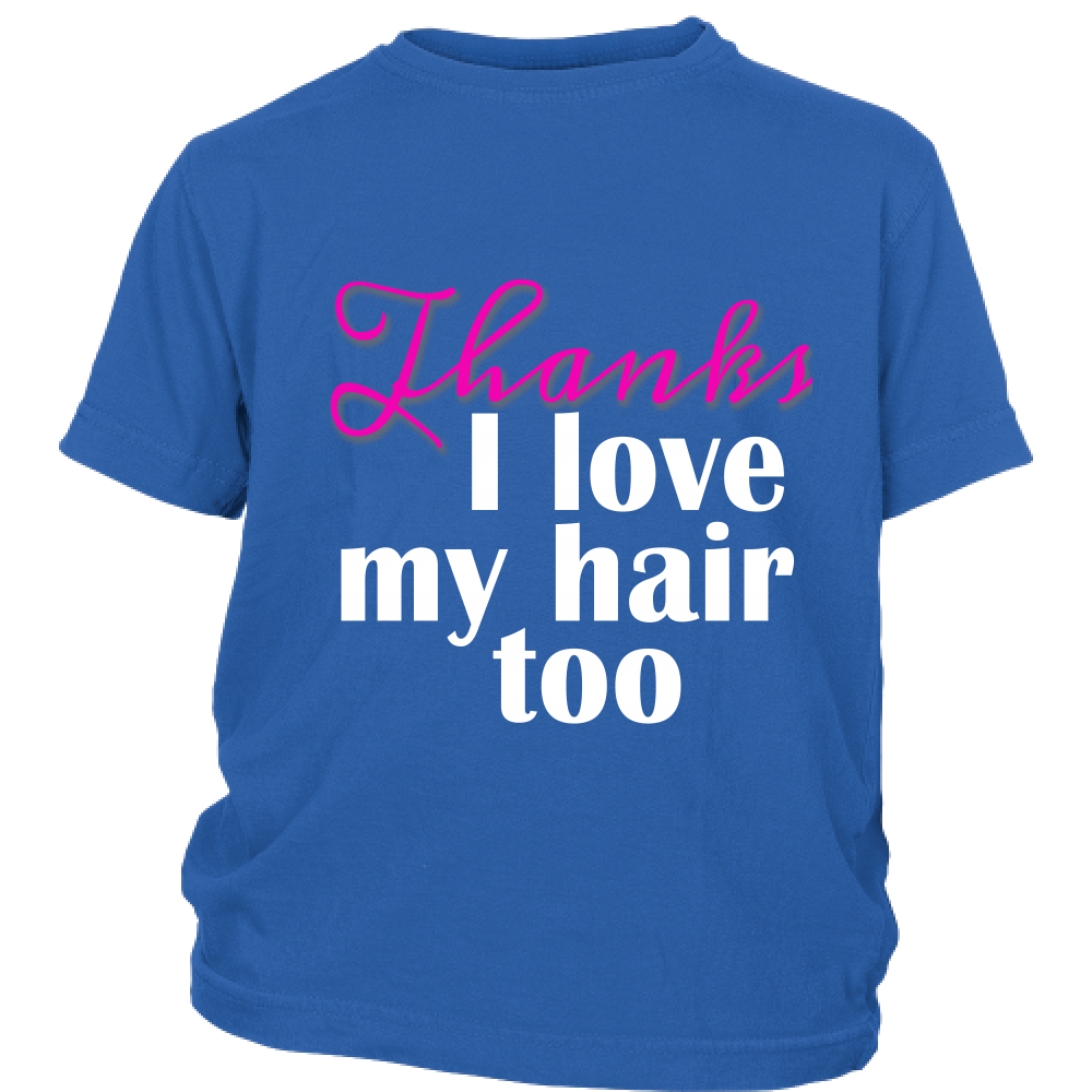 Youth Tee "I Love My Hair Too" (white ink)