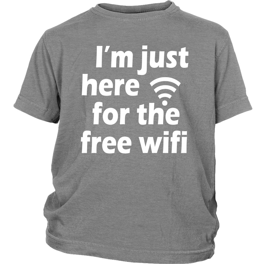 Youth Tee "I'm Just Here For The Free Wifi" (white print)