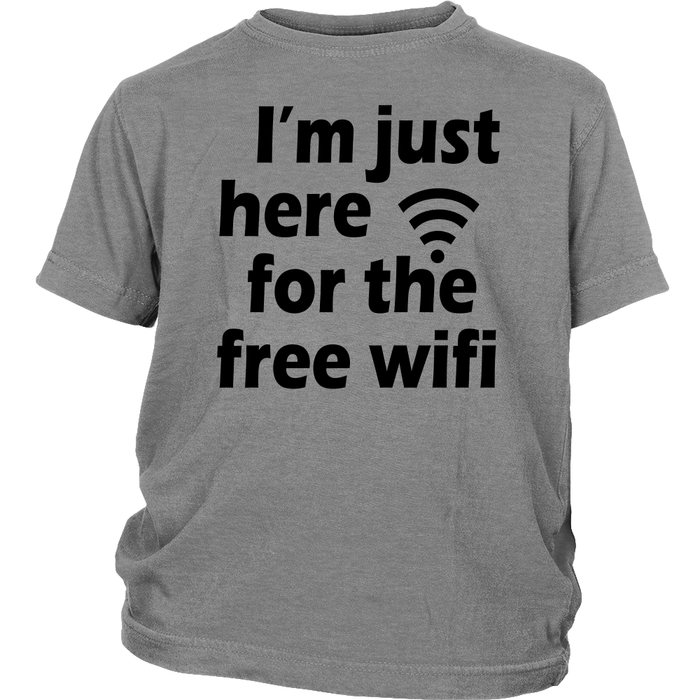 Youth Tee "I'm Just Here For The Free Wifi" (black print)