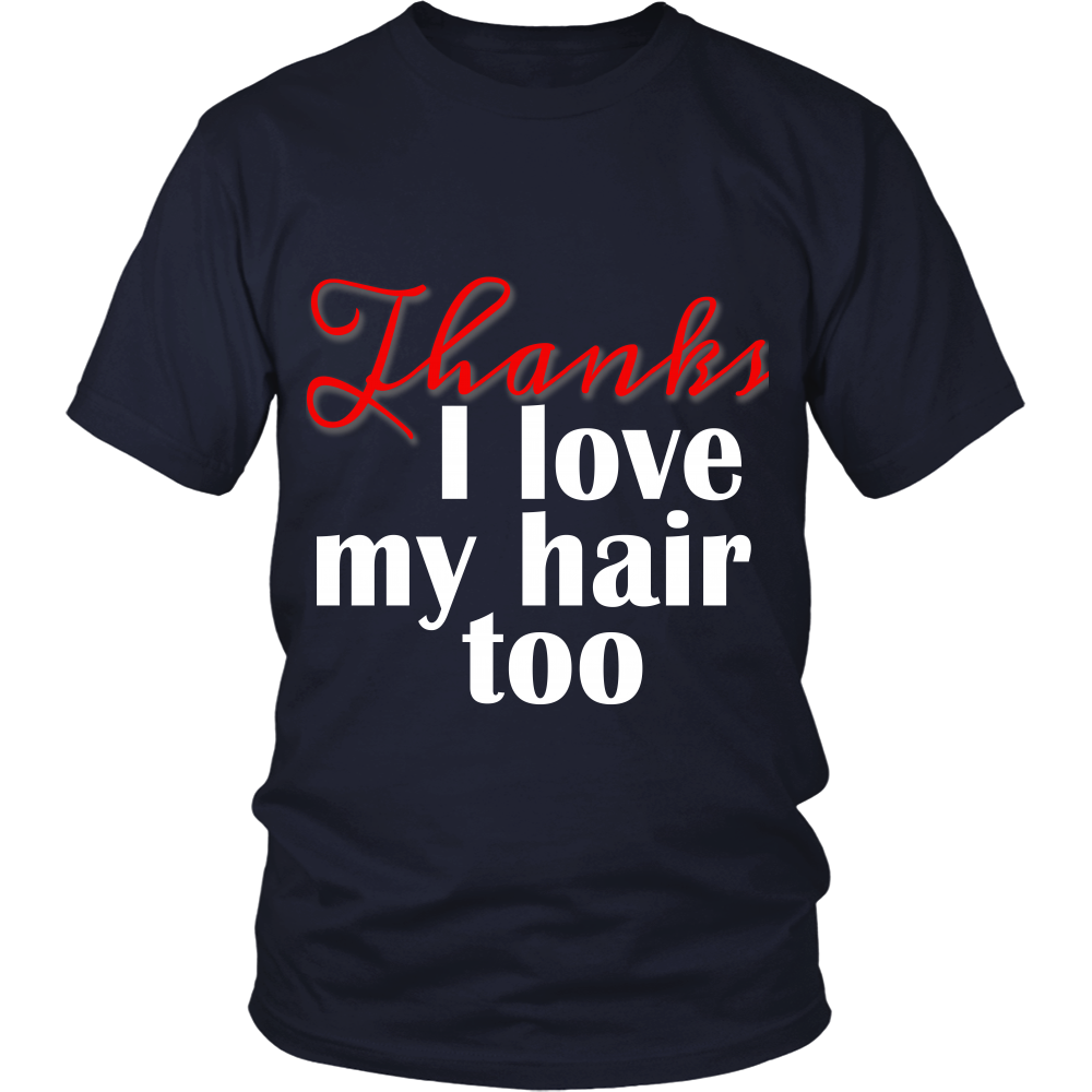 Adult Tee "I love my hair too" (white/red print)