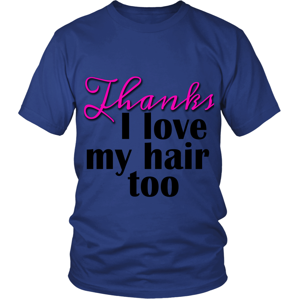 Adult Tee "I love my hair too" (black/pink print)