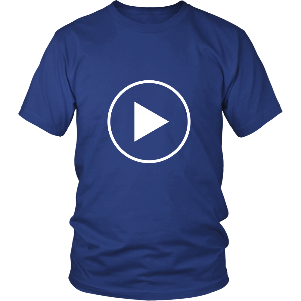 Youth & Adult Tee "Press Play" (white print)