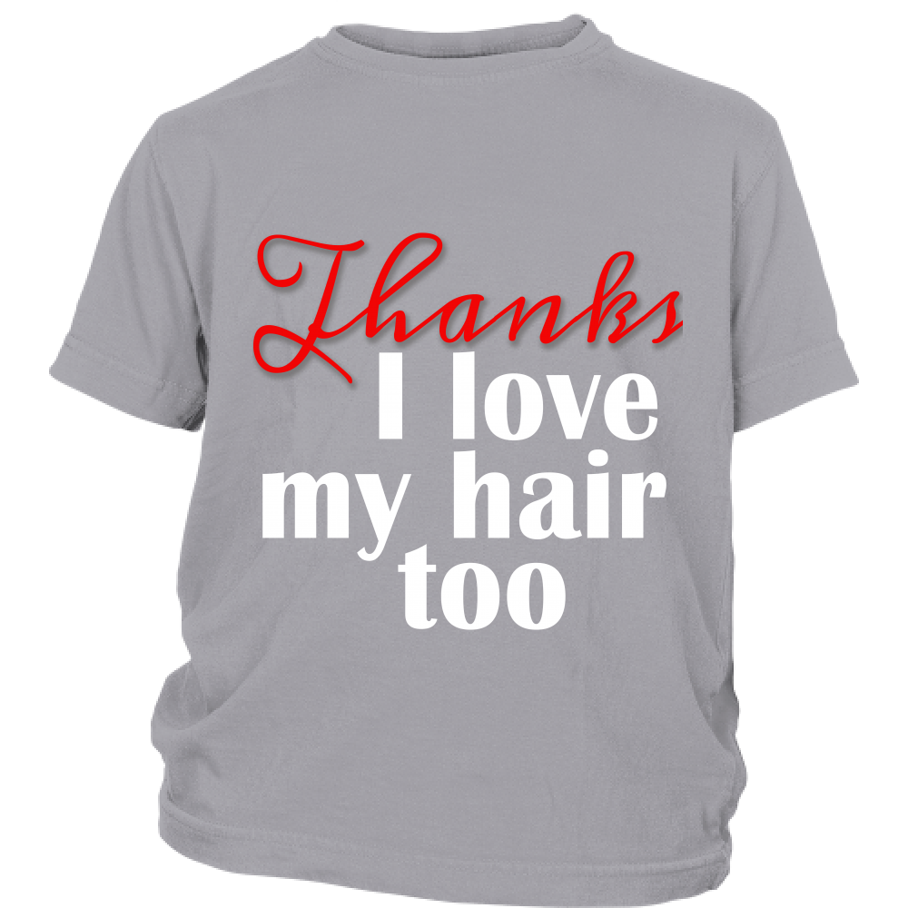 Youth Tee "I Love My Hair Too" (white ink)