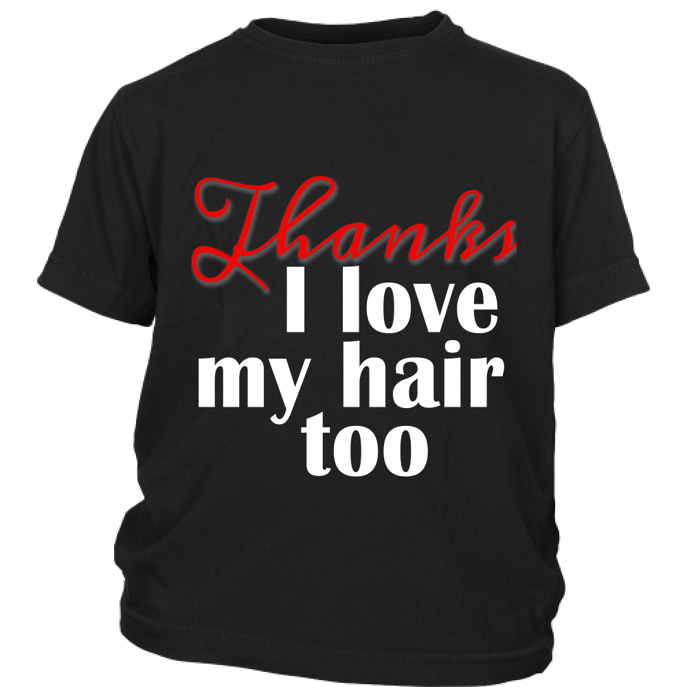 Youth Tee "I Love My Hair Too" (white ink)