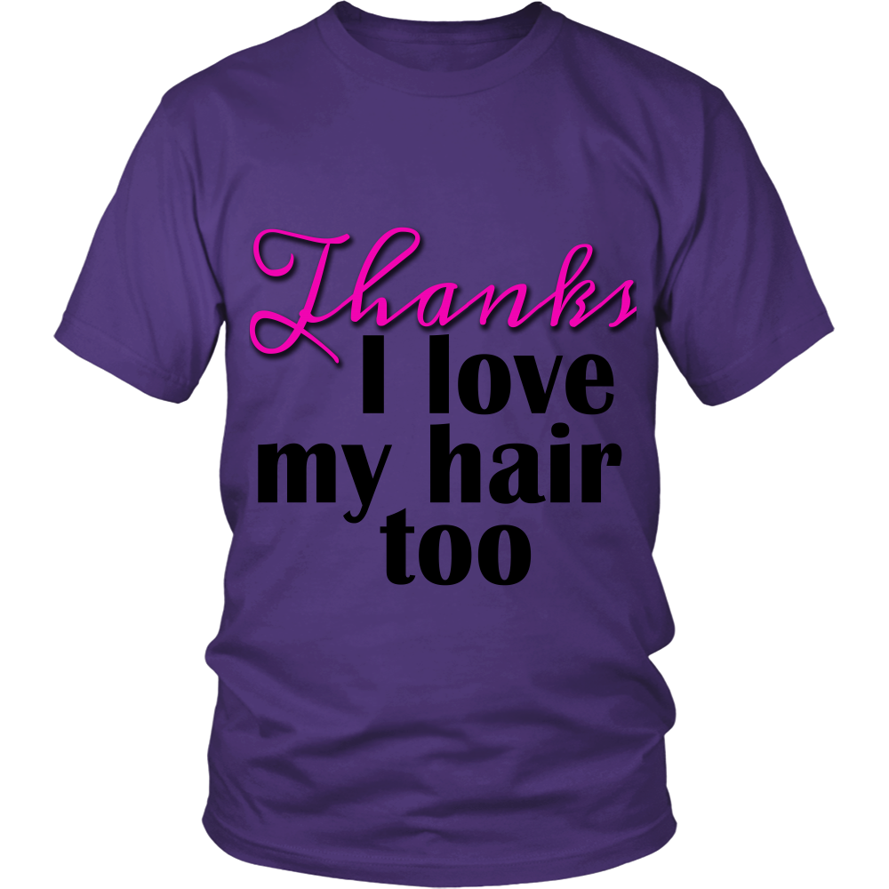 Adult Tee "I love my hair too" (black/pink print)
