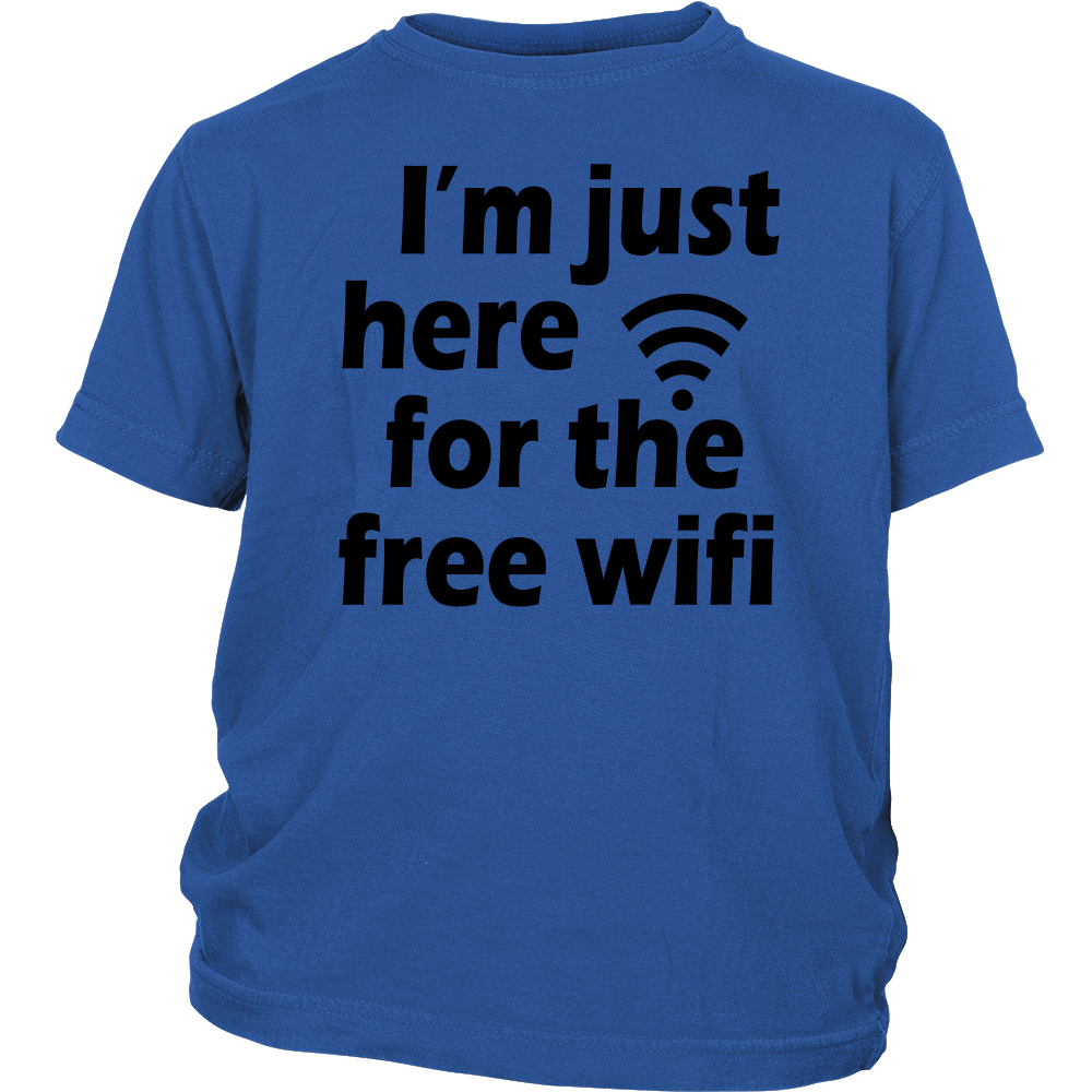 Youth Tee "I'm Just Here For The Free Wifi" (black print)