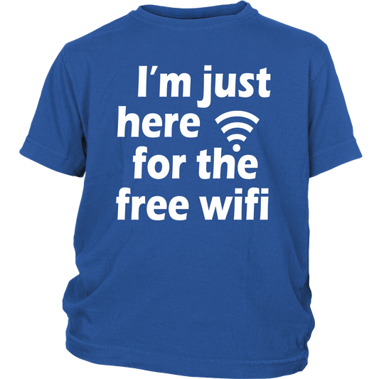 Youth Tee "I'm Just Here For The Free Wifi" (white print)