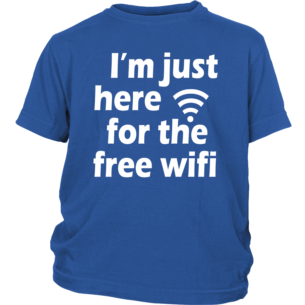 Youth Tee "I'm Just Here For The Free Wifi" (white print)