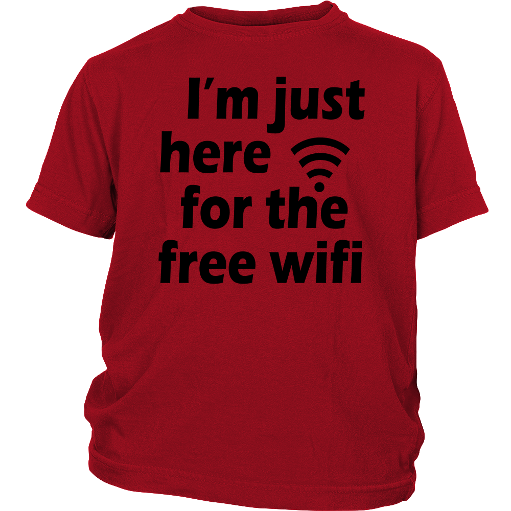 Youth Tee "I'm Just Here For The Free Wifi" (black print)
